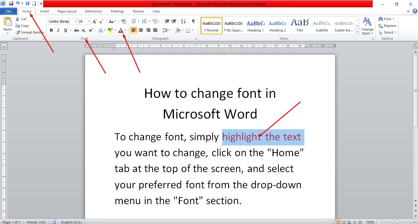 How to change font in Microsoft Word