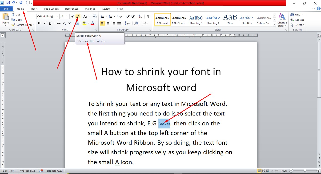 How to shrink your font in Microsoft Word